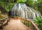 Water flowing over the stones and green musk in the course of the Piedra River in Aragon, Spain. Long exposure.